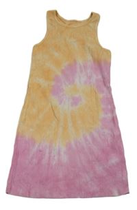 Ružovo-oranžové batikované rebrované šaty zn. Tu