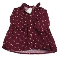 Nové - Vínové kvietkovane menšestrové košeľové šaty H&M