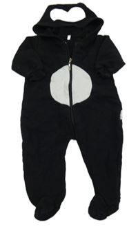 Čierna tepláková kombinéza s kapucí - tučňák