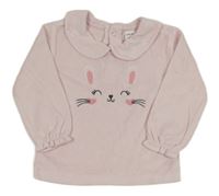 Svetloružová zamatová mikina so zajačikom a golierikom LC Waikiki