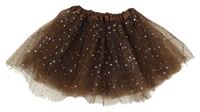 Čokoládová tylová sukňa s flitrami