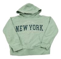 Světlezelená oversizie mikina s nápisem a kapucí America Today