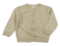 Béžový vzorovaný propínací svetr s korálky 