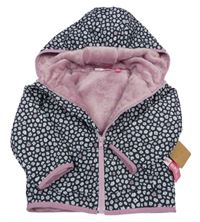 Nové - Černá šusťáková zateplená bunda s kytičkami a kapucí Penelope Mack