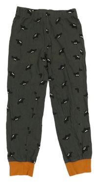 Šedo-oranžové pyžamové kalhoty s netopýry L&D