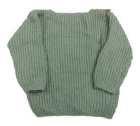 Zelenošedý rebrovaný sveter s gombíky