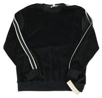 Nové - Černá sametová mikina s proužky vel. 16 let 