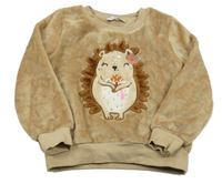 Béžová plyšová mikina s ježečkem C&A