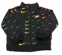Černo-barená vzorovaná sportovní propínací mikina s logy Nike 