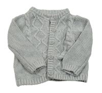 Šedý vzorovaný propínací svetr Matalan