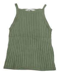 Khaki rebrovaný úpletový rebrovaný top H&M