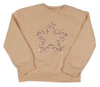 Broskvová oversize mikina s hvězdičkou z flitrů George 