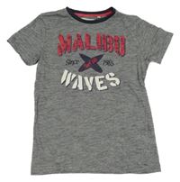 Tmavomodré melírované tričko s nápismi Lemon Beret