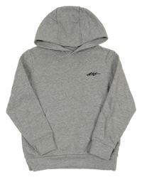 Šedá melírovaná mikina s logem a kapucí Next 