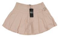 Nové - Svetloružová rifľová skladaná sukňa so všitými kraťasy New Look
