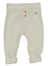 Smetanové žebrované tepláky s knoflíčky F&F