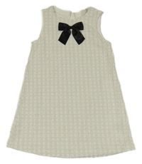 Bielo-strieborné kockované šaty s mašlou H&M