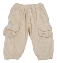 Smetanové sametové žebrované cargo cuff kalhoty Dunnes