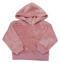Svetloružová plyšová mikina s kapucňou H&M