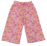 Ružové vzorované culottes nohavice s kvietkami so srdiečkami PRIMARK