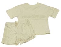 2Set - Smotanové teplákové tričko s nápisem + kraťasy s vreckom RIVER ISLAND