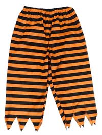 Kockovaným - Čierno-oranžové pruhované nohavice