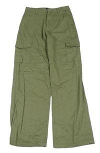 Khaki cargo široké nohavice New Look