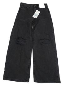 Nové - černé wide leg rifle s děravými koleny PRIMARK