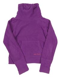 Purpurová fleecová crop mikina s vreckom a komínovým golierom S. Oliver