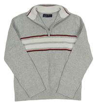 Šedý melírovaný svetr s pruhy Next