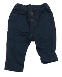 Tmavomodré plátěné podšité kalhoty TAPE 'A L'OEIL 