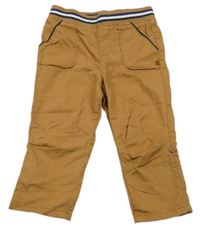 Hnedé plátenné rolovacieé nohavice s úpletovým pasom OBaïBi