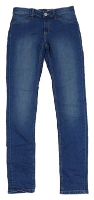 Modré skinny fit teplákové rifle H&M