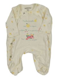 Smetanový overal s hruštičkami a nápisy a volánky ORCHESTRA