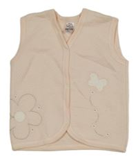 Světlebroskvová vzorovaná prepínaci vesta s květem a motýlkom