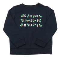 Tmavomodrá vianočná mikina s nápisom John Cabot