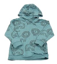 Modrošedá melírovaná mikina se lvíčky a kapucí Next