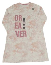 Nové - růžovo-bílá batikovaná noční košile s nápisy George