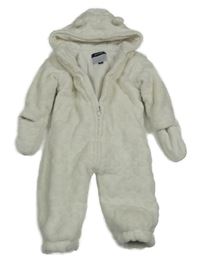 Smetanová vzorovaná plyšová zateplená kombinéza s kapucí s oušky KIABI