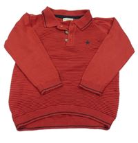 Červený rebrovaný sveter s hviezdičkou a golierikom F&F