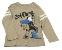 Béžovošedé triko s krokodýlkem a pruhy C&A