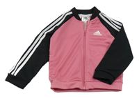 Růžovo-černo-bílá propínací sportovní mikina Adidas