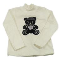 Smotanový vlnený rolák s medvedíkom