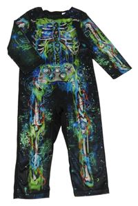 Kostým - Černý overal s kostmi a ovladačem Matalan