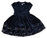 Tmavomodré zamatové šaty s flitrami name it.