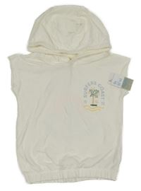 Nové - biela tepláková vesta s palmou a nápisom a kapucňou PRIMARK
