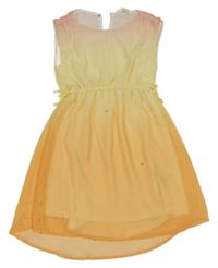 Oranžovo-žlto-svetloružové šifónové šaty H&M