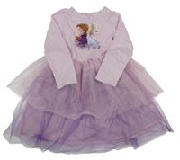 Světlerůžovo-fialové šaty s Frozen a vrstveným tylem H&M