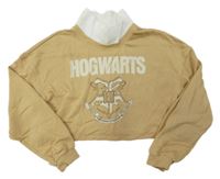 Béžovohnědá oversize crop mikina s erbem - Harry Potter a golierikom H&M