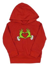 Červená mikina s potiskem - Grinch a vreckom a kapucňou STANLEY STELLA